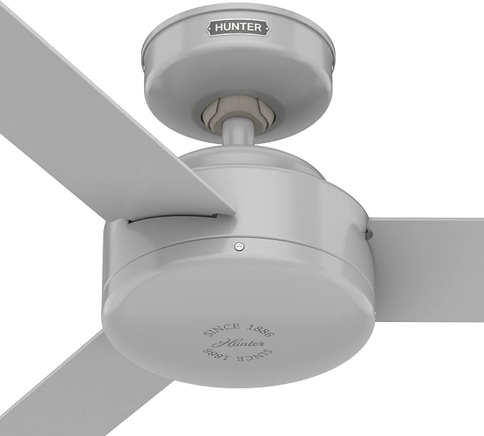 Hunter Presto, Indoor, Ceiling Fan, No Light, Modern, 44 inch, Dove Grey | Standard Mount, Wall Control, 3 Blades, For Bedroom, Living Room, Kitchen, 52384