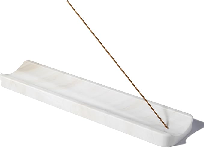 Koville Marble Incense Holder, Incense Holder for Sticks, Incense Sticks Holder Ash Catcher for Meditation Yoga SPA, Natural Stone Incense Burner, Home Table Decor (White)