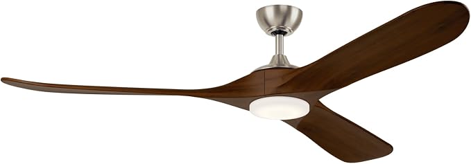 KICHLER Mylo 70 in Modern Ceiling Fan with Light, Brushed Nickel with Natural Walnut Wood Blades, 6-Speed Remote Control and Satin Etched Cased Opal Glass, 310570NI