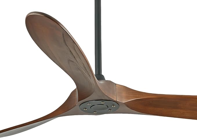60 Inch Wood Ceiling Fan No Light, 60'' Indoor Outdoor Ceiling Fan without Lights with Remote,High CFM,6 Speeds,3-Blade Reversible ETL DC Motor Fan for Covered Patio Porch Bedroom Living Room, Walnut