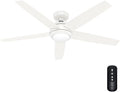 Hunter 52 inch Indoor Ceiling Fan with LED Light and Remote Control - White Ceiling Fan, Standard Mount, 5 Blades, For Bedroom, Living Room, or Kitchen, Quiet - Zayden 51697, Fresh White