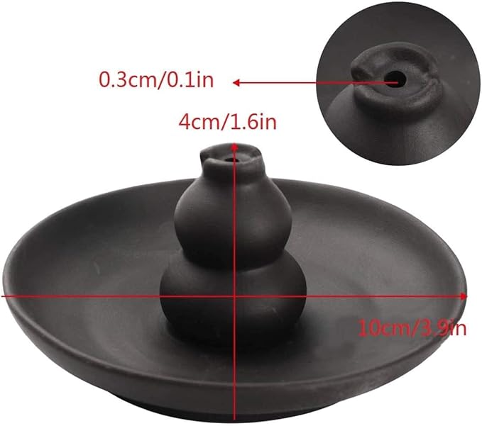 Ouliget Incense Holder Burner,Brown Glazed Ceramic Gourd Style Censer Burner,Simple Style Morden Incense Holder for Set for Office Yoga and Livingroom