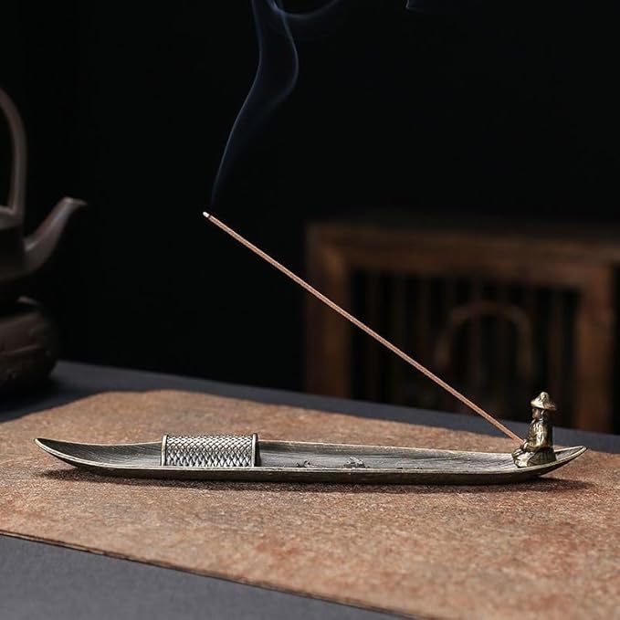 Incense Holder-Incense Burner-Home Ash Catcher Fisherman's Fishing Boat Incense Holder Home Decor (Zinc Alloy 2PCS)