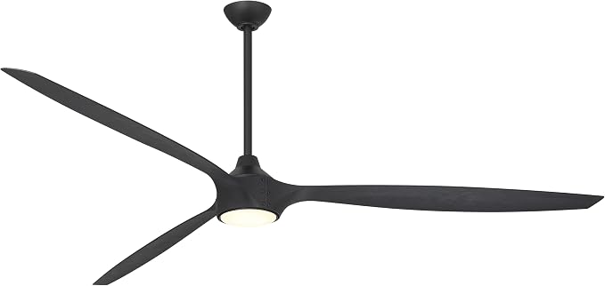 MINKA-AIRE F763L-CL/SSB Pierce 84" 3-Blade LED Smart Ceiling Fan - Coal and Shou Sugi Ban Finish Blades with Etched Lens