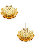 Accmor Zinc Alloy Incense Holder, Lotus Stick Incense Burner, Incense Holder for Stick/Coil/Cone Incense with Ash Catcher, Gold, 2 Pack