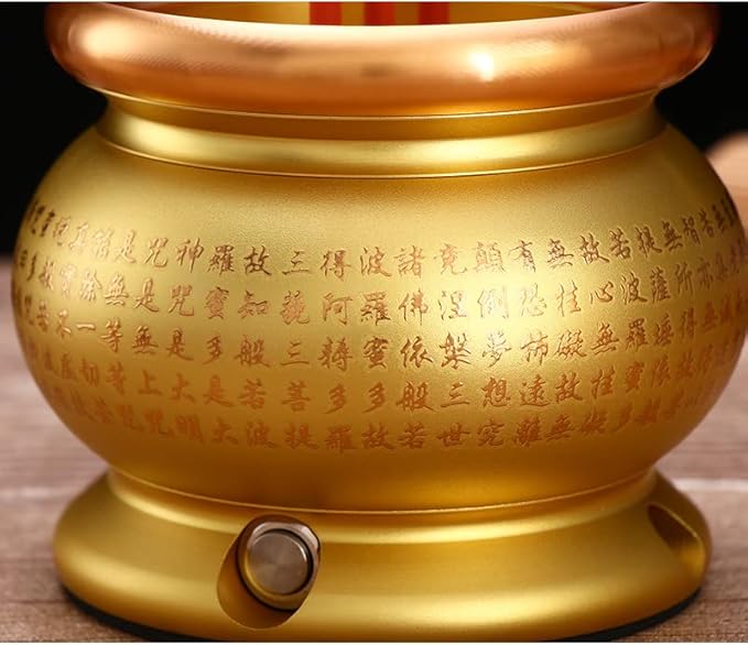 Copper Alloy LED Electric Incense Burner with USB Rechargeable Battery - Ideal for Buddhist Supplies