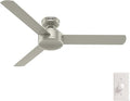 Hunter Presto, Indoor, Ceiling Fan, No Light, Modern, 52 inch, Matte Nickel | SureSpeed high velocity airflow you can feel; no-light design and 3D Interactive Guide support bedrooms and home offices.