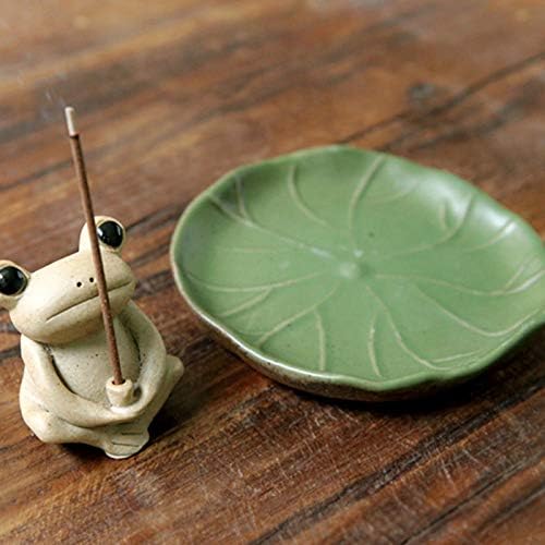 Sizikato Cute Frog Incense Burner Incense Holder with Lotus Leaf Tray.