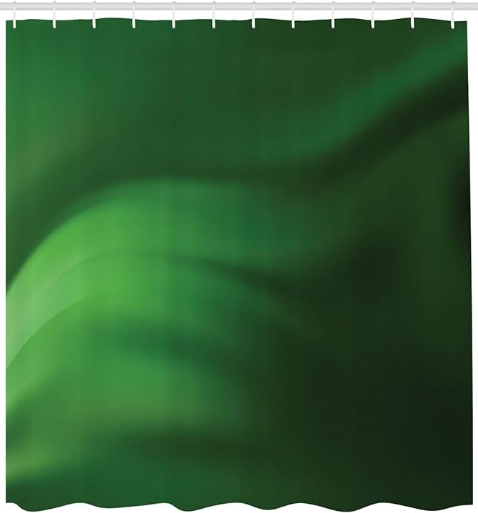 Ambesonne Forest Green Shower Curtain, Abstract Pattern with Color Wave in Green Shades Ombre Effect, Cloth Fabric Bathroom Decor Set with Hooks, 69" W x 75" L, Forest Green