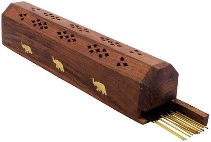 Bless-International Traditional-Handmade-Burner Wooden-Coffin-Incense-Stick-Holder Ash-Catcher-Stand (Wooden Coffin)