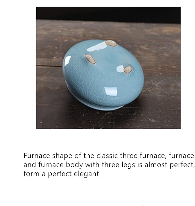Ceramic Incense Burner, Ceramic Incense Burner with Lid, Cone Incense Burner, Cone Coil Incense Holder for Home Decor Yoga Spa Meditation(Blue)