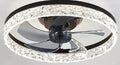 ZMISHIBO 19.7" Ceiling Fans with Lights, Low Profile Ceiling Fan and Remote, Flush Mount Ceiling Fans, Stepless Dimmable LED Light, Black Fixtures for Bedroom, Living Room