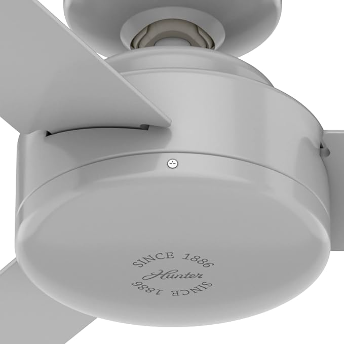 Hunter Presto, Indoor, Ceiling Fan, No Light, Modern, 52 inch, Dove Grey | Standard Mount, Wall Control, 3 Blades, For Bedroom, Living Room, Kitchen, 52383