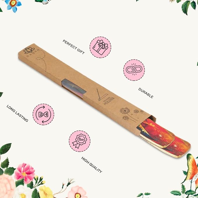 NAQSH Wooden Incense Holder Tray for Sticks - Incense Burner Holder - Insense for Table Decorations and Boho Gifts (Multi Abstract)