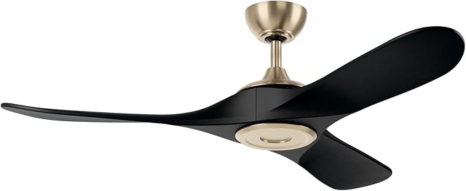 KICHLER Mylo 52 in Ceiling Fan with Light, Modern Indoor Damp Rated Fan with Satin Etched Cased Opal Glass in Champagne Bronze, 6-Speed Remote Control, 310552CPZ