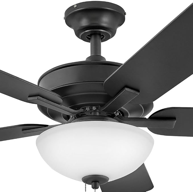 Hinkley Metro 52" LED Indoor Dual Mount Ceiling Fan with Light, Traditional Style, Reversible Wooden Fan Blades, Matte Black and Walnut, Remote Sold Separately
