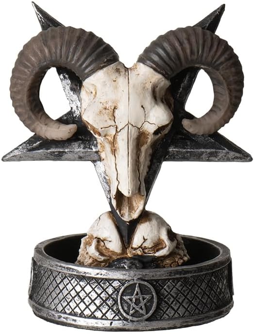 Pacific Giftware Ram Skull Backflow Incense Burner with Pentagram Base Unique Gothic Decor for Aromatherapy Meditation Home Decor 4.5" Inches Tall