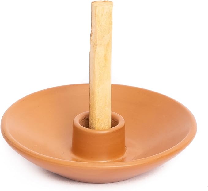 Palo Santo Holder with 5 Sticks - Luna Sundara Handmade Ceramic Incense Burner - Brown Chulucanas Pottery from Peru - Smudge Bowl for Sage - Aromatherapy Gift Set