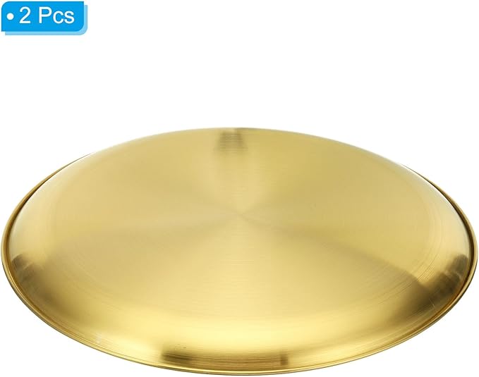 PATIKIL 10.2" Dia. Incense Burner Plate, 2 Pack Coil Incense Holder Alloy Ash Catcher Fireproof Incense Cone Pad Tray for Yoga Spa Room Home Office, Gold Tone