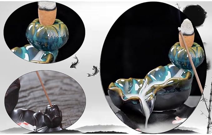 Dreamgirnh Chakras Backflow Incense Burner, Crystal Tree Incense Waterfall Fountain, Cone Incense Holde, Living Room Shelf Aesthetic Decor