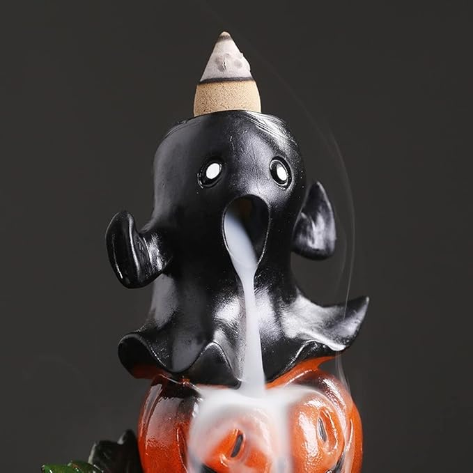 Creative Pumpkin Backflow Incense Burner Ghost Festival Halloween Household Craft Gift Ornaments Resin Censer Holder Aromatherapy Stove