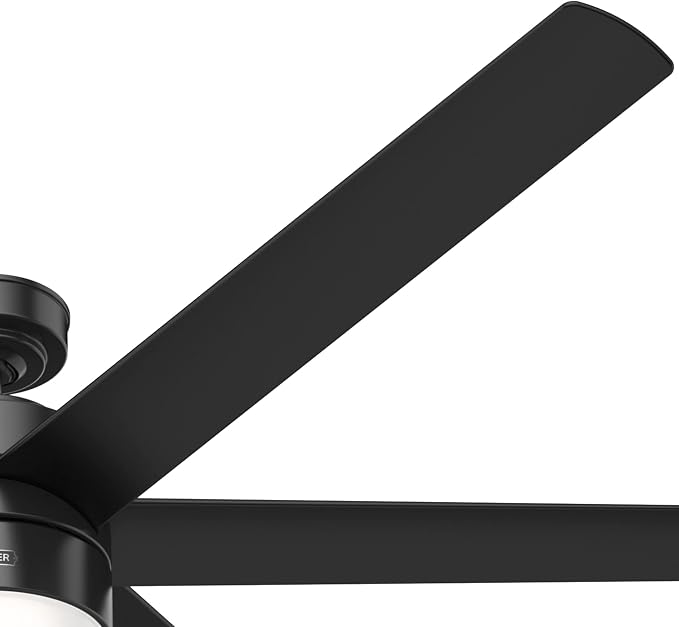 Hunter Solaria, Outdoor or Indoor, Ceiling Fan, Quiet, 72 inch, Matte Black | with LED Light, Standard Mount, Wall Control, 6 Blades, For Patio, Porch, Garage, 59628