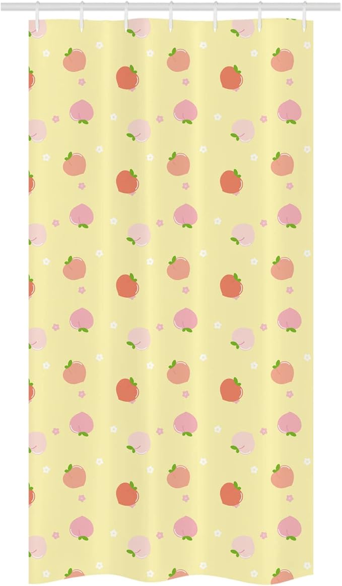 Ambesonne Peach Colors Stall Shower Curtain, Repetitive Fruit with Leaves Blossom in Warm Muted Tones Pattern, Decorative Fabric Set with Hooks for Bathroom, 36" W x 72" L, Pale Yellow Peach Salmon