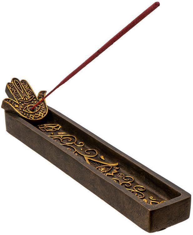Ebros Gift Sacred Symbol Amulet Hand of God Hamsa Palm Eye of Providence Incense Stick Holder Burner Figurine Zen Feng Shui Vastu Home Fragrance Tabletop Altar Decor