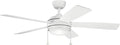 Kichler Starkk 52 in LED Ceiling Fan with Light, 5 Blade Modern White Ceiling Fan with Integrated LED Light and Downrod for Bedroom, Living Room, Kitchen, Dining Room, 330174MWH