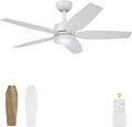 42" Ceiling Fan for Living Room - 5 Blades Modern Ceiling Fan with Light for Bedroom - Quiet DC Motor - 3CCT - 6 Speeds - Dimmable - Reversible Function - White