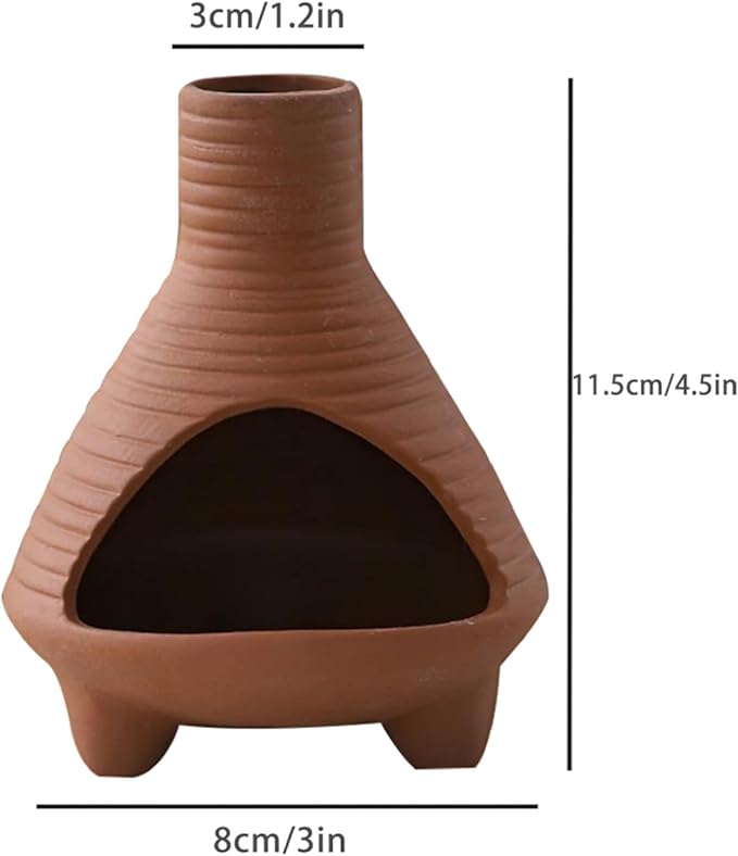 Ceramic Palo Santo Holder Burner, Handmade Incense Burner, Cone Ash Catcher Smudge Bowl for Meditation Yoga Home Decor Incense Holder, Brown