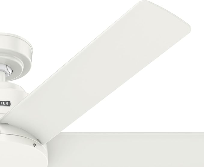 Hunter 52" Kennicott Indoor/Outdoor Ceiling Fan, Wall Control, Fresh White | SureSpeed high velocity airflow and no-light design suit covered patios, porches, bedrooms, or living rooms with easy setup.