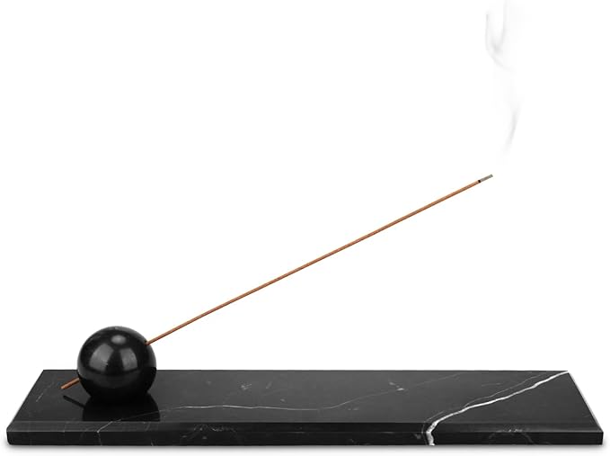 Marble Incense Holder Tray Incense Burner Modern Minimalist Home Deco and Desk Incense Holder for Sticks (White Black)