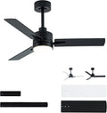 LANMEL 42 Inch Metal Ceiling Fan with Light, Modern Flush Mount Low Profile with Remote Control, Reversible, 3cct Dimmable, Quiet, Black LED for Bedroom, Living Room, Indoor/Outdoor Patio Use