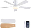 Ceiling Fans with Lights, 48 Inch Ceiling Fan with Light And Remote/APP,Low Profile Ceiling Fan with Light,DC Reversible,6 Speed Noiseless LED Ceiling Fan,White Small Ceiling Fan for Bedroom