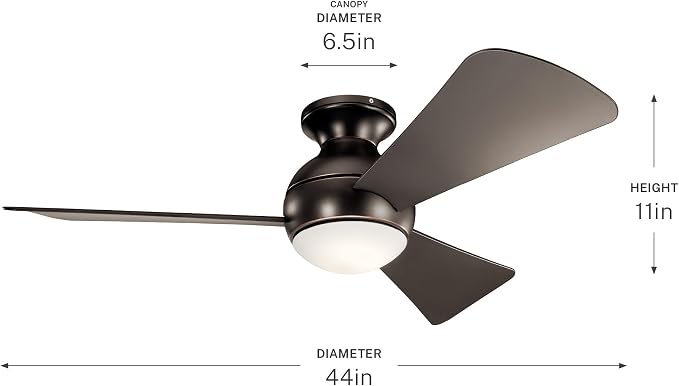 Kichler 330151NI 44 Inch Sola Ceiling Fan LED, 3 Speed Wall Control Full Function, Brushed Nickel Finish with Silver Blades