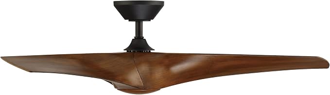 Modern Forms Zephyr 3 Blade 52 in. Indoor and Outdoor Smart Downrod Ceiling Fan with Remote Control - Integrated LED Selectable 4CCT 2700K-3000K-4000K-5000K - Matte Black/Distressed Koa
