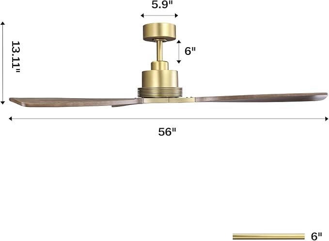 56” Gold Ceiling Fans with Lights and Remote - Modern Outdoor Sleek Luxury Gold Ceiling Fan, 3CCT, 6 Speeds eversible DC Motor for Living Room, Bedroom, Patios, Gazebo, and Indoor Spaces