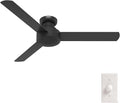 Hunter Presto, Indoor, Ceiling Fan, Wall Control, 52 inch, Matte Black | Flush-mount housing fits rooms under 9 ft; SureSpeed high velocity airflow and no-light design suit bedrooms or offices.