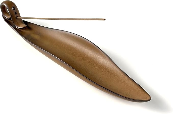 Home Ceramic Ceremony Incense Holder,Creative Incense Burner Base for Sticks with 3 Holes(1.3-1.6mm/1.7mm/3mm),Handmade insence-sticks burner for Meditation Yoga Spa Room Decor,Gift Home Decor (Brown)