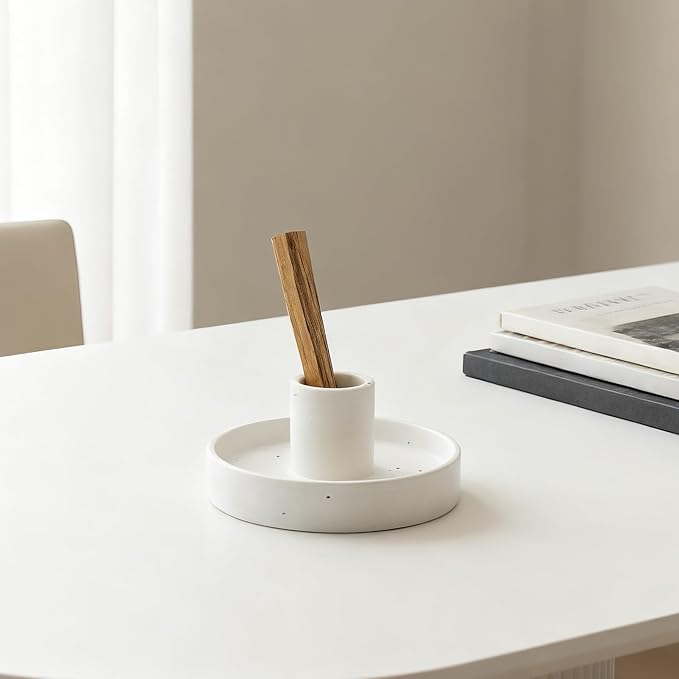 Palo Santo Holder, Ceramic Incense Stick Holder, Sage Holder for Yoga, Meditation, and Energy Cleansing, Unique Ceramic Incense Holder Gift for Palo Santo Sticks (White)