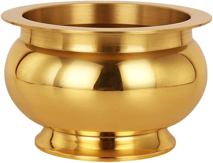 VALICLUD Copper Incense Burner Offering Bowl Bowl Incense Sticks Holder Chinese Asian Style Cone Incense Ash Catcher for Altar Use Rituals Incense Smudging Decoration and More (Golden)
