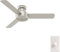 Hunter Presto, Indoor, Ceiling Fan, No Light, Modern, 44 inch, Matte Nickel | Low Profile Mount, Wall Control, 3 Blades, For Bedroom, Living Room, Kitchen, 52403