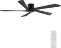 EKIZNSN 64 Inch Outdoor Low Profile Flush Mount Ceiling Fans without Lights for Patios, 110V Noiseless Reversible DC Motor, 6-Gear Speed (Black Finish with Black Blades)