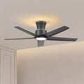 ocioc 44 Inch Ceiling Fans with Lights, Large Air Volume Ceiling Fan with Nightlight, Ultra Quiet Reversible DC Motor with Remote（Black）