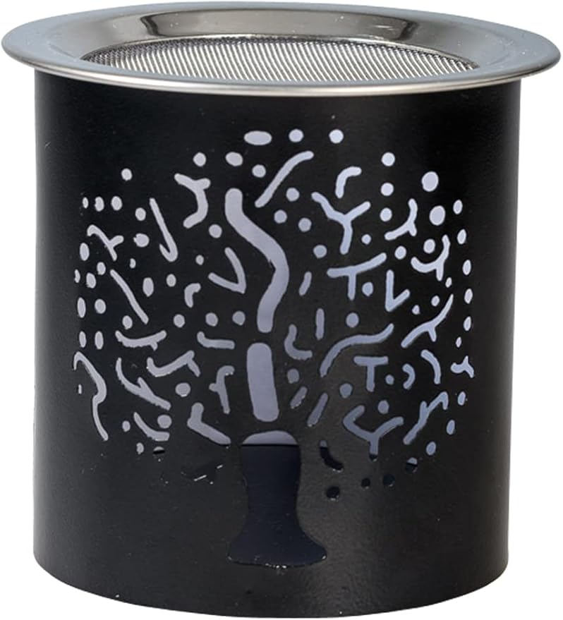 Black Iron Incense Warmer with Tree of Life Motif - Handmade, Strainer for Smoking with Tea Light, Aromatherapy Warmer, 8 cm Height - Perfect for Meditation and Spiritual Atmosphere