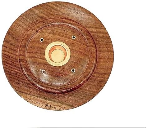 Sogra Teak Wooden Handicraft Bowl Shape Wet dhoop batti Stand | Incense/agarbatti Stick Holder | Bowl (Brown)