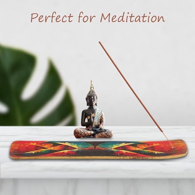NAQSH Wooden Incense Holder Tray for Sticks - Incense Burner Holder - Insense for Table Decorations and Boho Gifts (Multi Abstract)