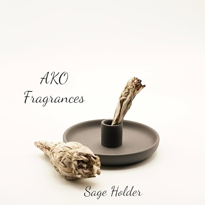 4 in 1 Incense Burner Holder - Multi-Purpose Ceramic Incense Stick Holder, Palo Santo Holder for Clean Burning, Sage Meditation Burner Set, Candle Holder for Aromatherapy (Matte Charcoal Black)