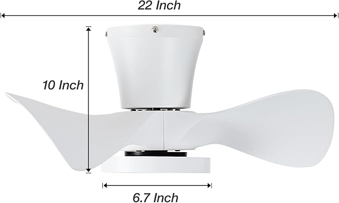 ocioc Ceiling Fans with Lights and Remote, 22 inch Ceiling Fans with Reversible Quiet DC Motor, Flush Mount, 3CCT, White Ceiling Fan for Bedroom Indoor/Outdoor